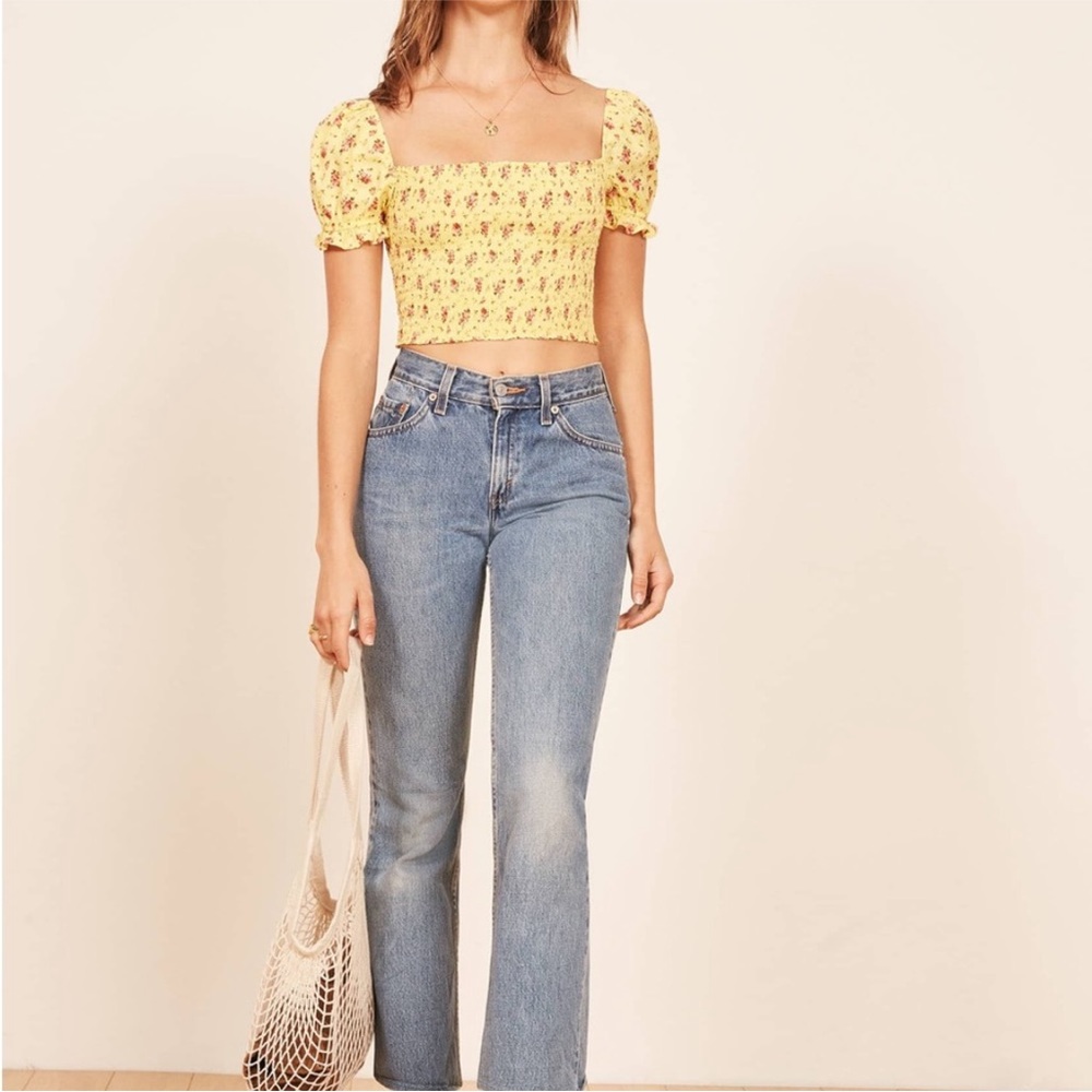 Reformation Yellow Floral Croptop